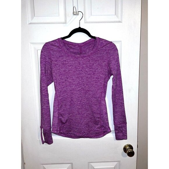 LULULEMON Run Dash Long Sleeve Tee Running Top Violet Purple Ruched Back - Picture 2 of 7